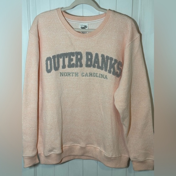 pacific & co Sweaters - Adult Fuzzy letters PeachCrewneck Outer Banks Sweatshirt